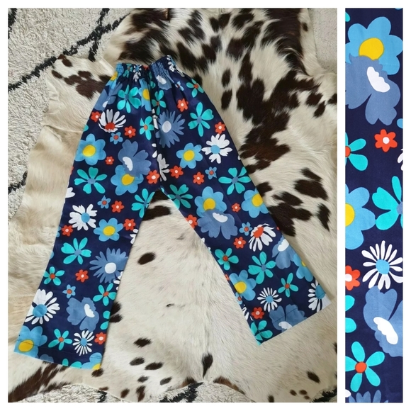VTG 1960s DEADSTOCK Floral Flower Power Cotton Flares Pants Approx. 5-6 Years - Picture 7 of 12